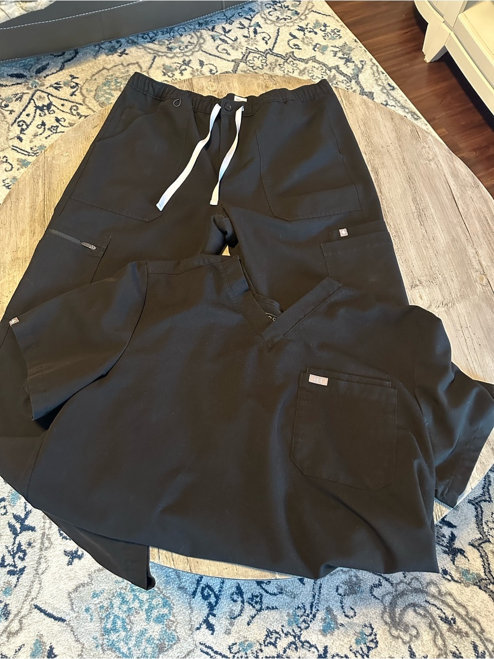 Figs Black Men's Drawstring Jogger Pants with Matching Black Scrub Top